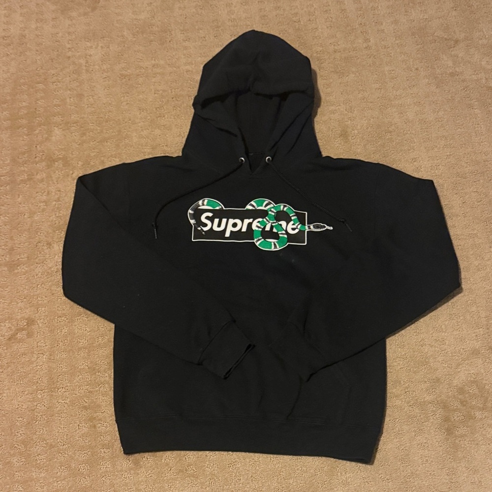 Supreme Black Hoodie with Green Accents